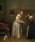 A lady washing her hands. Gerard ter Borch the Younger